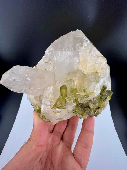 Green Tourmaline Bunch on Quartz from Skardu Pakistan - 650 Grams