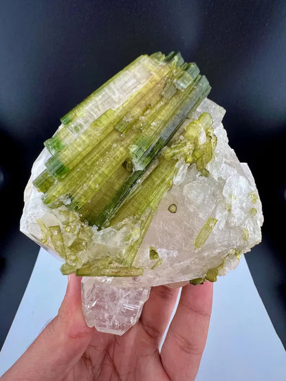 Green Tourmaline Bunch on Quartz from Skardu Pakistan - 650 Grams