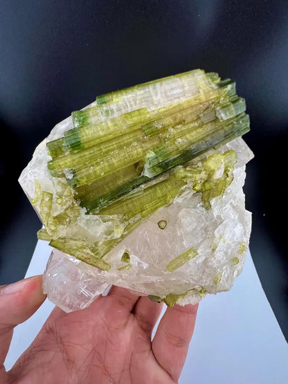 Green Tourmaline Bunch on Quartz from Skardu Pakistan - 650 Grams