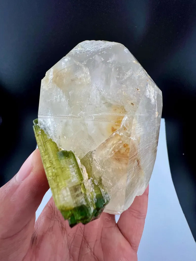 Green Tourmaline Bunch on Quartz from Skardu Pakistan - 650 Grams
