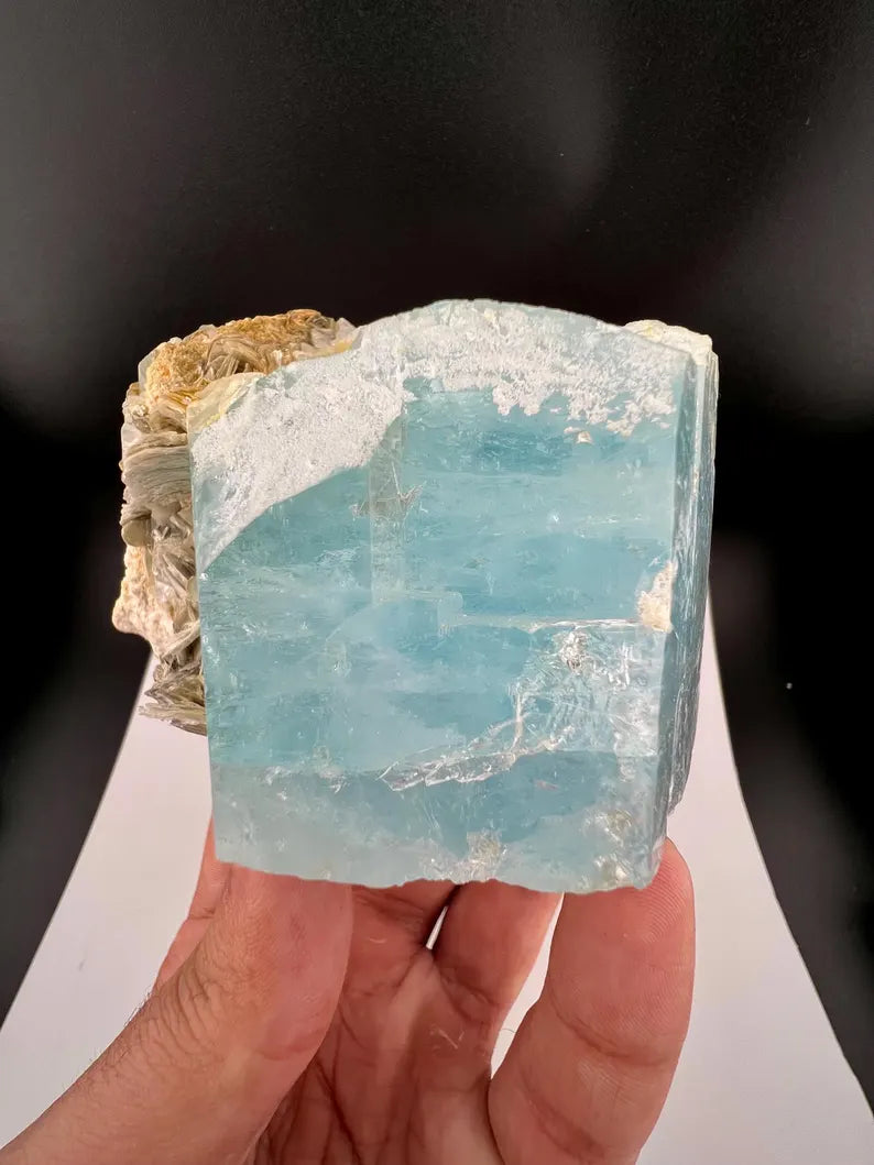 Blue Aquamarine Crystal with Mica from Skardu Pakistan - 442 Grams