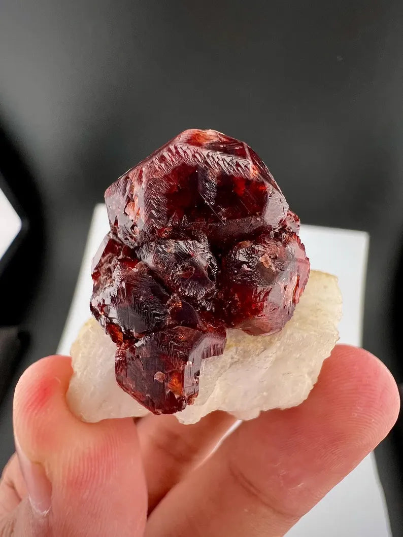 Red Spessartite Garnet on Matrix from Skardu, Pakistan - 33 Grams
