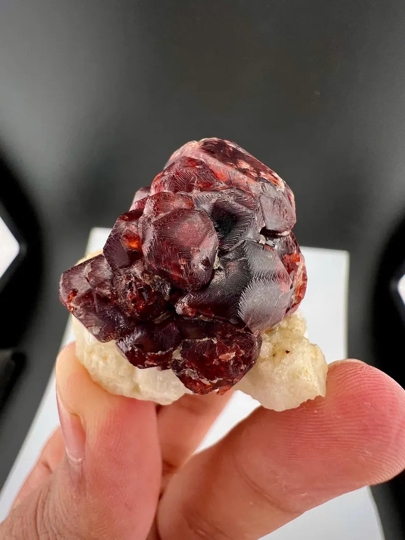 Red Spessartite Garnet on Matrix from Skardu, Pakistan - 33 Grams