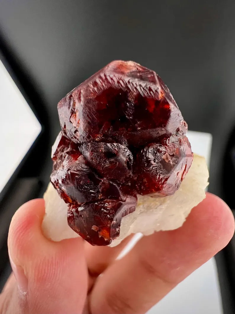 Red Spessartite Garnet on Matrix from Skardu, Pakistan - 33 Grams
