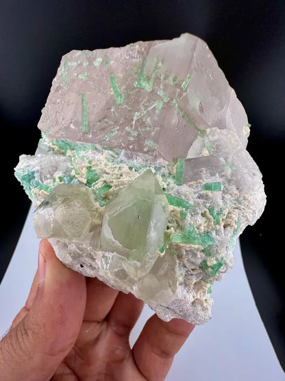 Pink Morganite with Tourmalines, Quartz and Albite from Afghanistan - 337 Grams