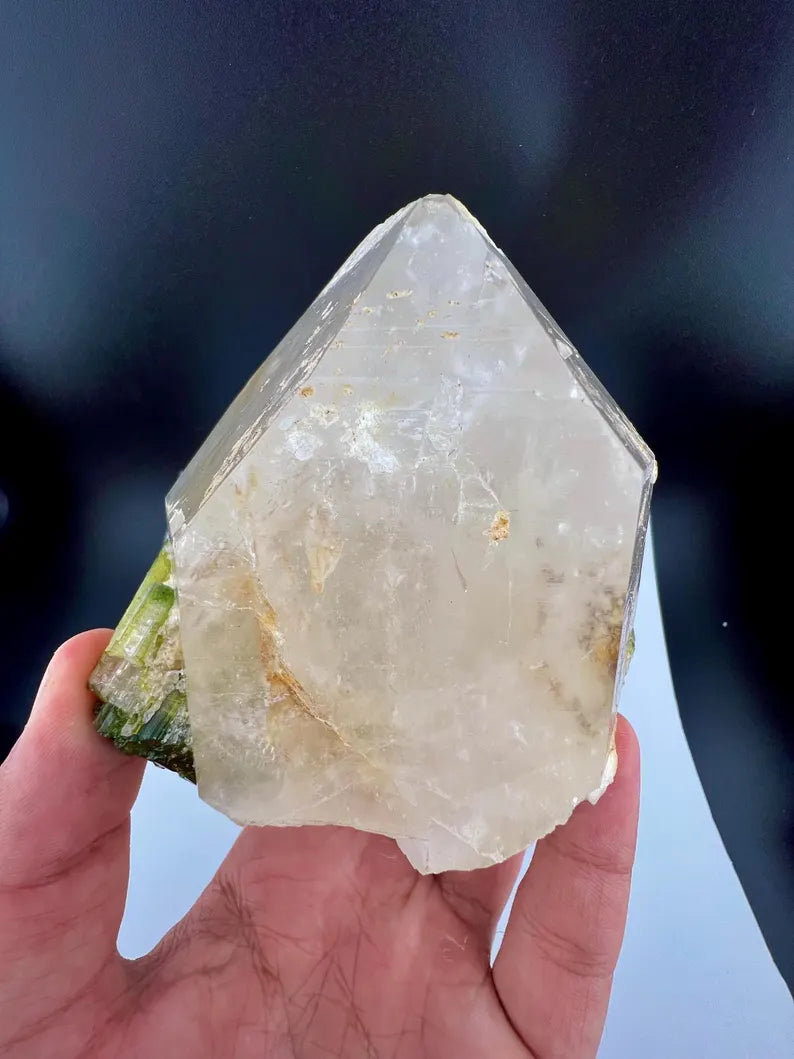 Green Tourmaline Bunch on Quartz from Skardu Pakistan - 650 Grams