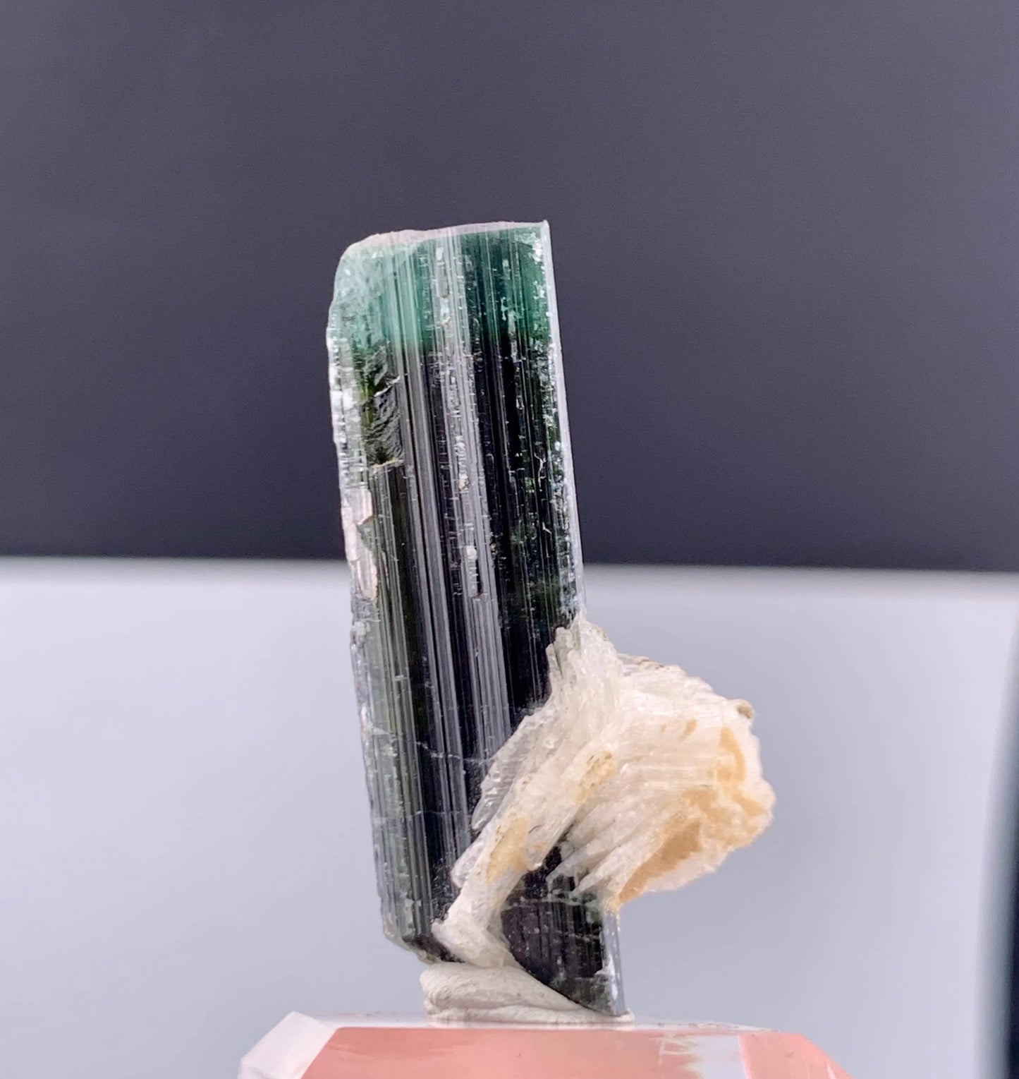 Green Cap Tourmaline Crystal with Albite from Pakistan - 10 Grams