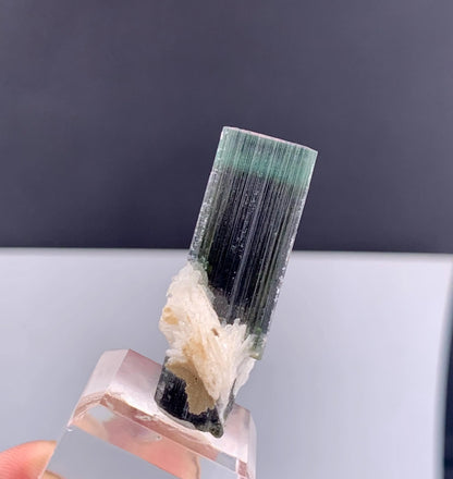 Green Cap Tourmaline Crystal with Albite from Pakistan - 10 Grams