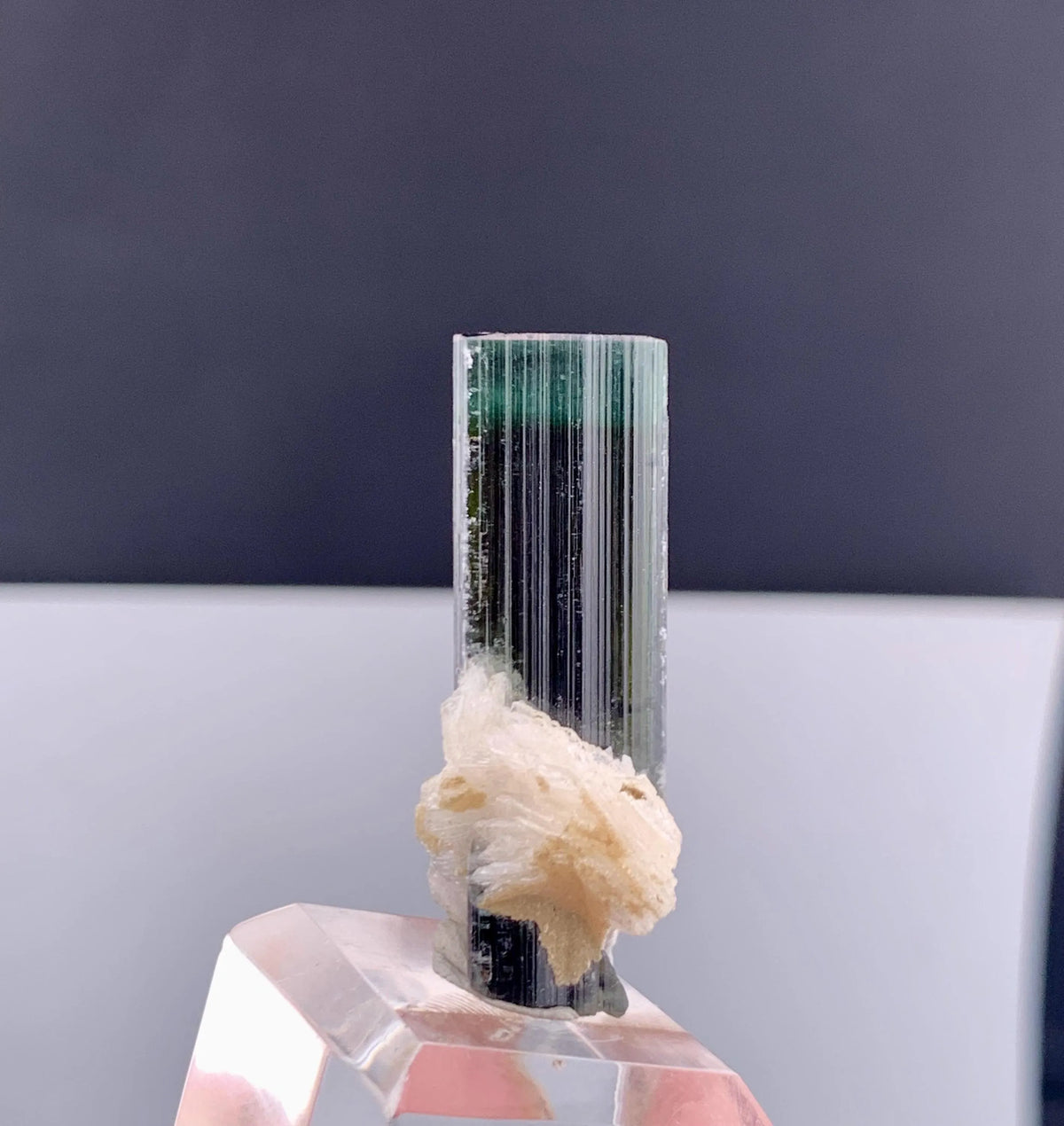 Green Cap Tourmaline Crystal with Albite from Pakistan - 10 Grams