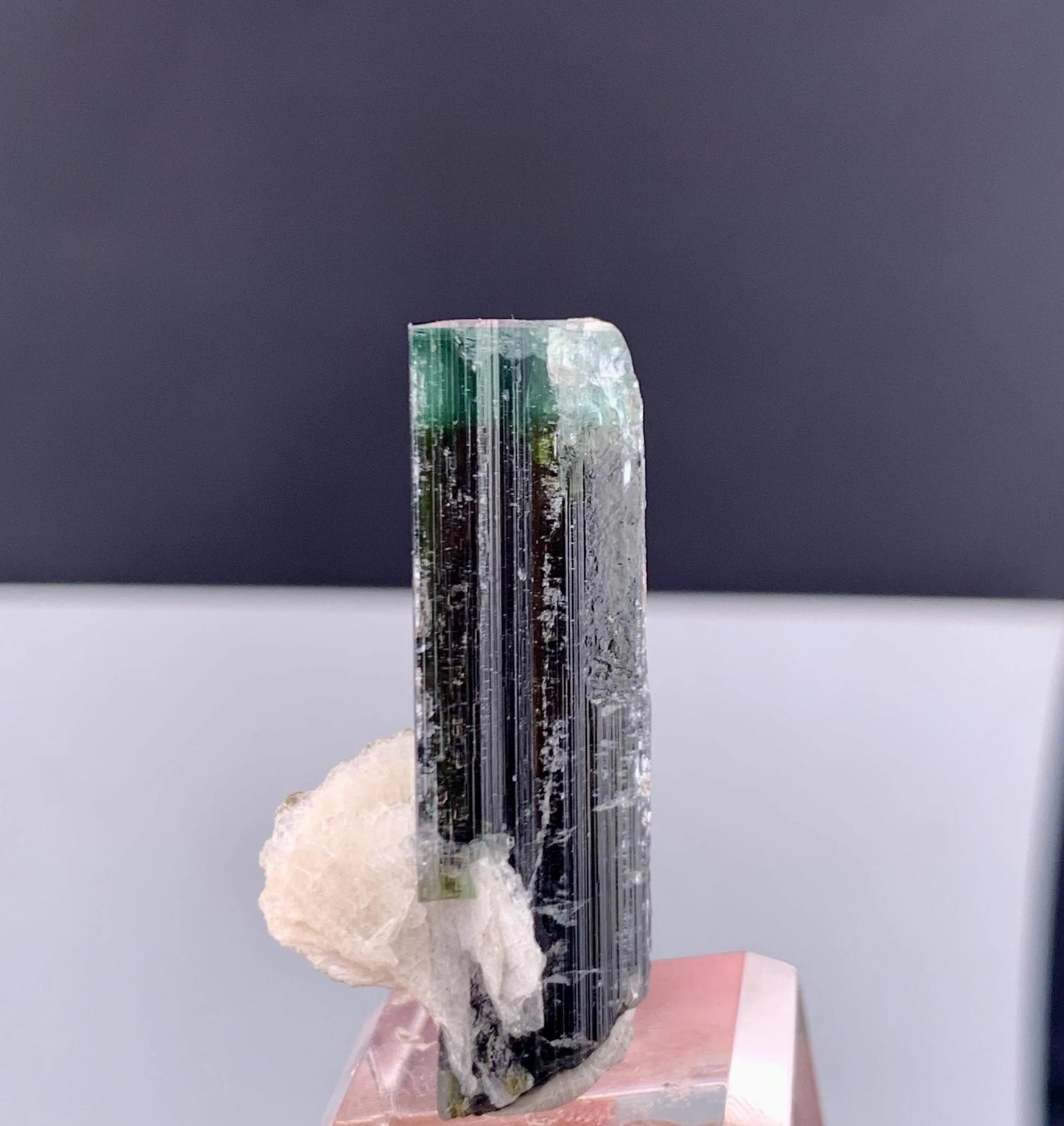 Green Cap Tourmaline Crystal with Albite from Pakistan - 10 Grams