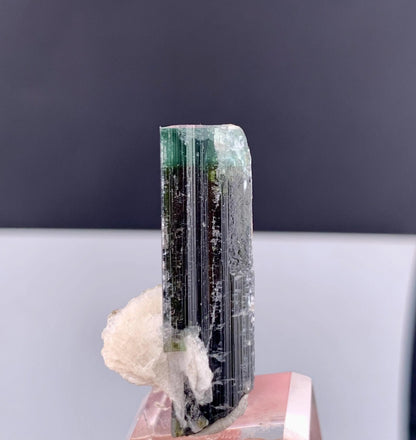 Green Cap Tourmaline Crystal with Albite from Pakistan - 10 Grams