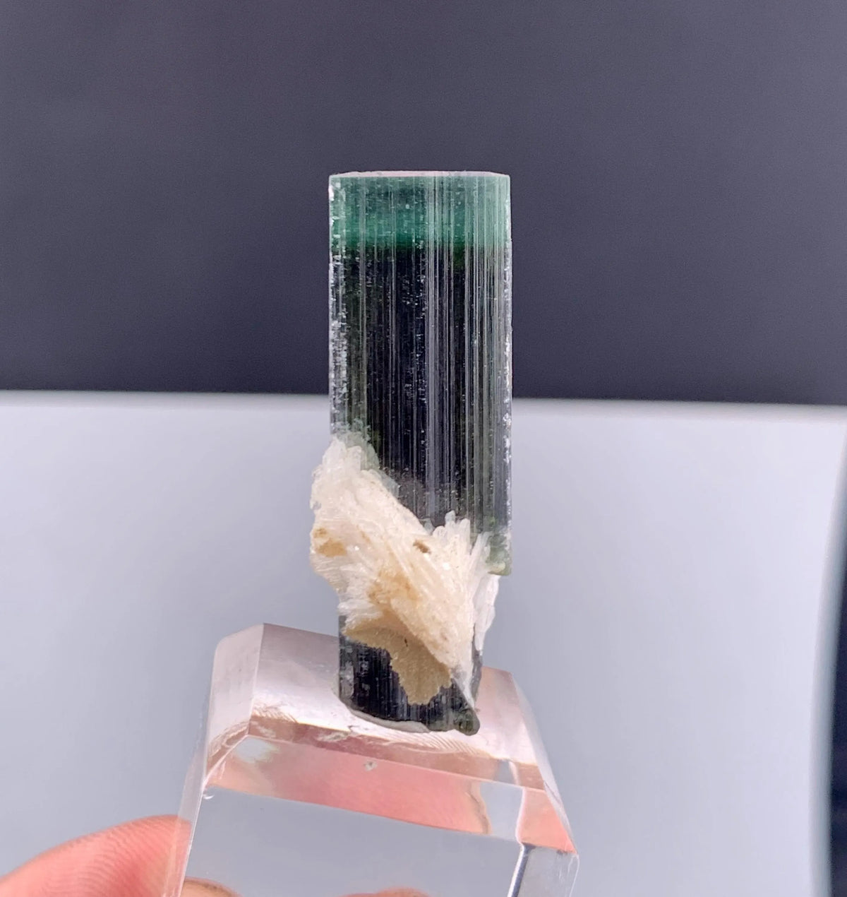 Green Cap Tourmaline Crystal with Albite from Pakistan - 10 Grams