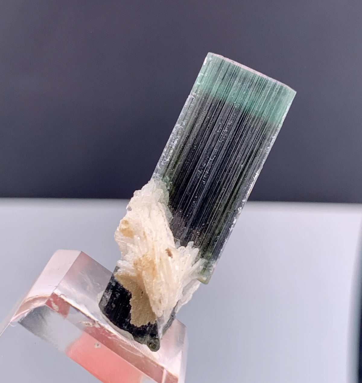 Green Cap Tourmaline Crystal with Albite from Pakistan - 10 Grams