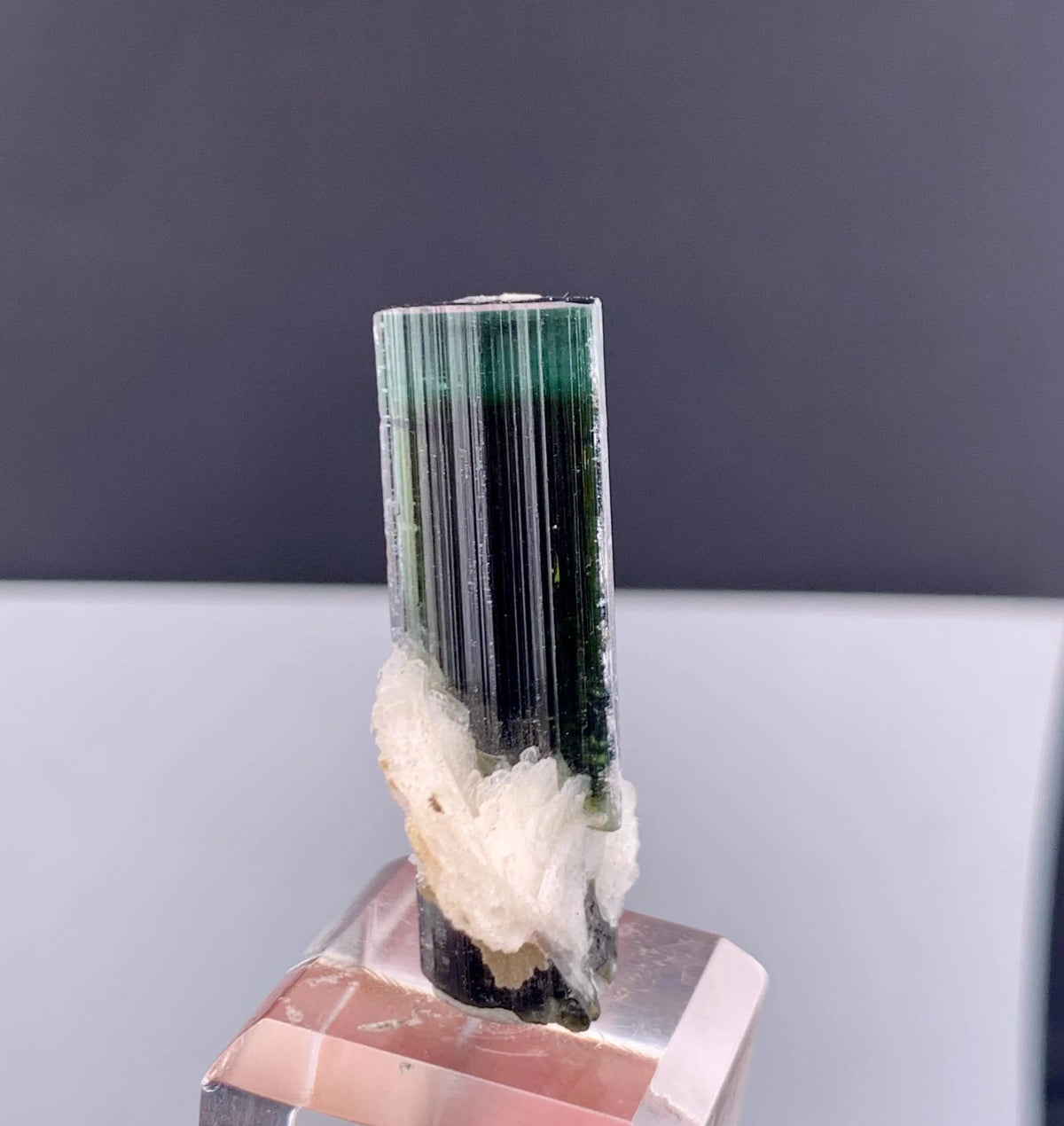 Green Cap Tourmaline Crystal with Albite from Pakistan - 10 Grams