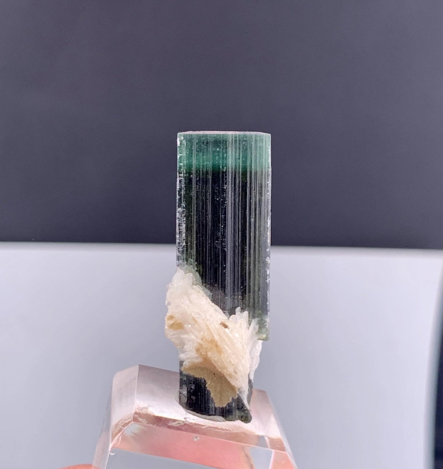 Green Cap Tourmaline Crystal with Albite from Pakistan - 10 Grams