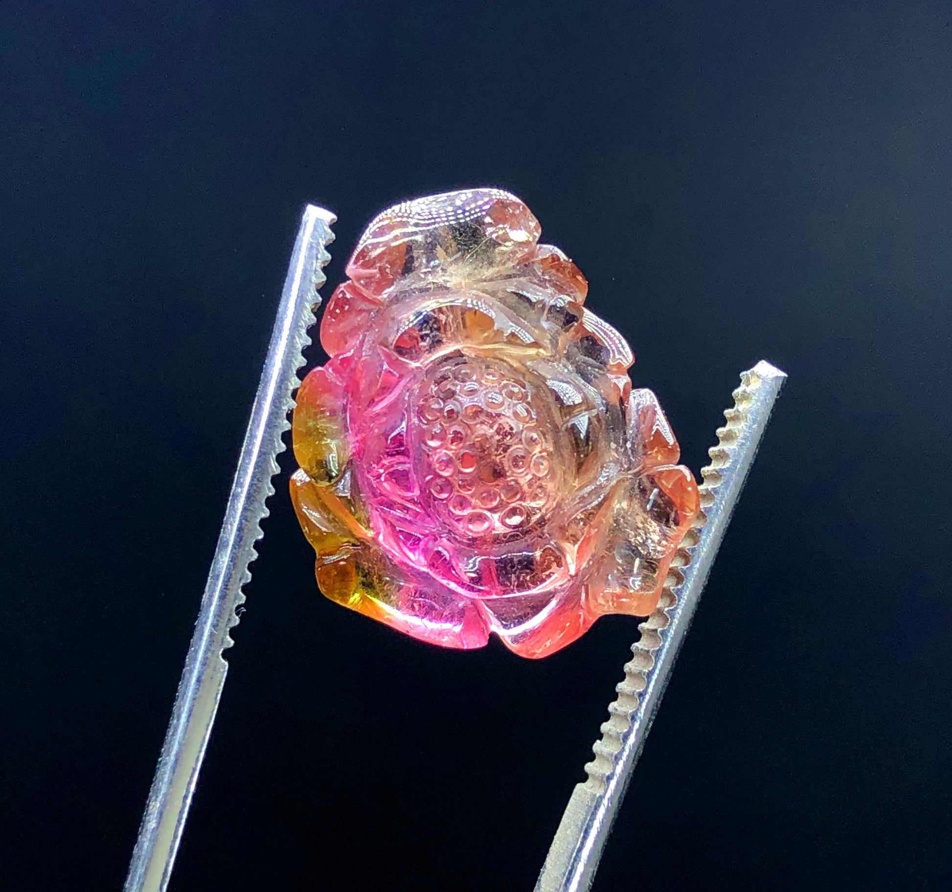 hand carved tourmaline gemstone Afghanistan
polished bicolor tourmaline pendant stone