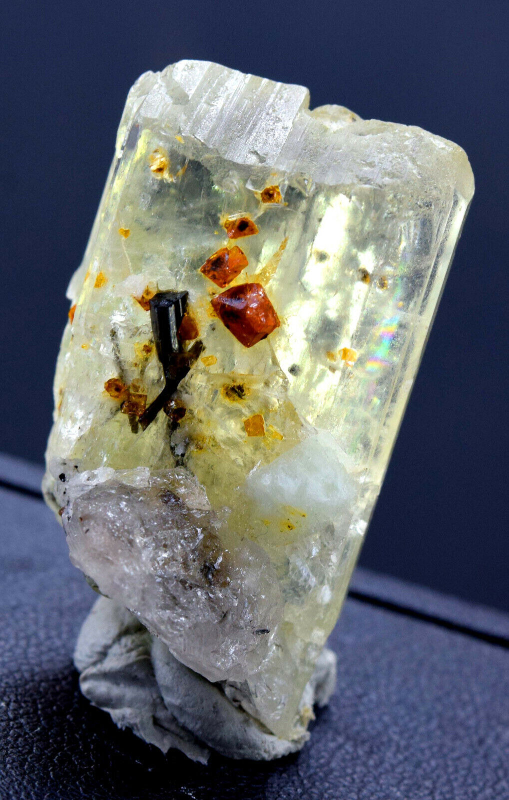 triphane kunzite microlite black tourmaline afghanistan specimen
natural kunzite crystal with microlite inclusions