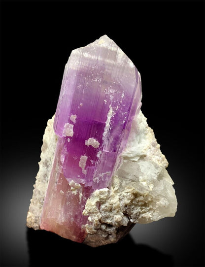 pink kunzite crystal on matrix