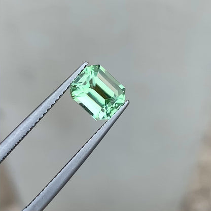 Light Green Tourmaline Gemstone, Emerald Cut Tourmaline Ring Stone, 1.70 CT