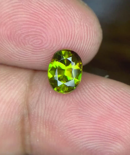 Full Fire Titanite Sphene Gemstone, Oval Cut Faceted Sphene Cut Stone, Sphene Gemstone for Ring, Loose Gemstones - 1.10 CT