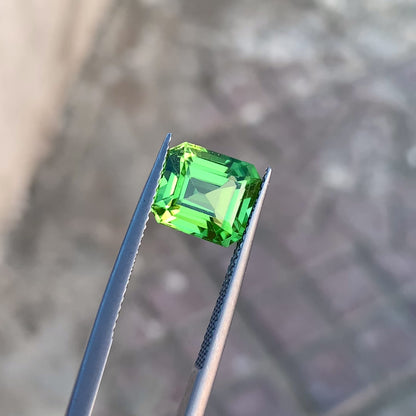 Asscher Cut Peridot Gemstone, Burma Peridot Loose Stone For Ring, 4.40 CT