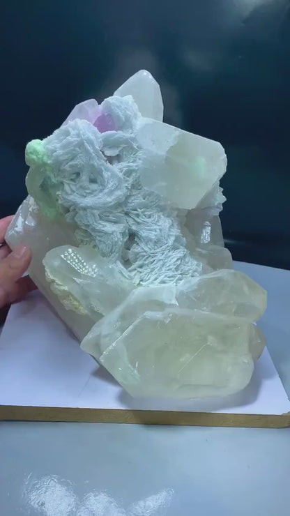 Natural Pink Color Kunzite with Green Tourmalines, Quartz and Cleavelandite Albite, Mineral Specimen, Raw Mineral, Kunzite Specimen - 8.2 Kg