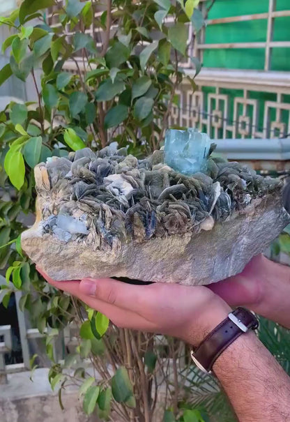 Natural Aquamarine Crystals with Muscovite Mica, Aquamarine Specimen, Top Grade Aquamarine from Pakistan, 8.5 kg, 260*175*135 mm