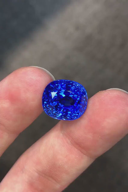 Natural GRS Certified Blue Sapphire Gemstone ,GRS Certified Royal Blue Sapphire Perfect Cushion Cut for engagement Ring 17.55 carts