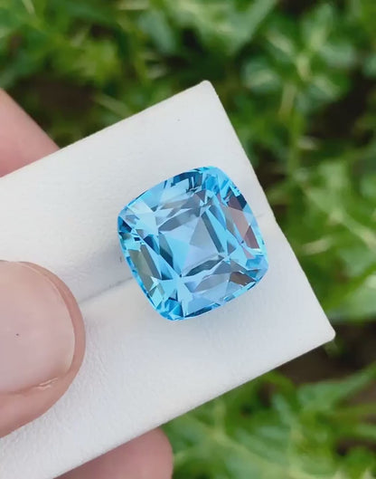 Swiss Blue Topaz, 11.5 Ct Natural Swiss Blue Topaz, Loose Gemstone, Cushion Cut, Ring Size Jewelry Making Topaz, Loupe Clean Topaz