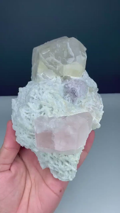Pink Morganite with Pollucite and Quartz, Morganite Specimen, Quartz Crystal, Mineral Specimen, Healing Crystals, Chakra Crystal, 1298 gram