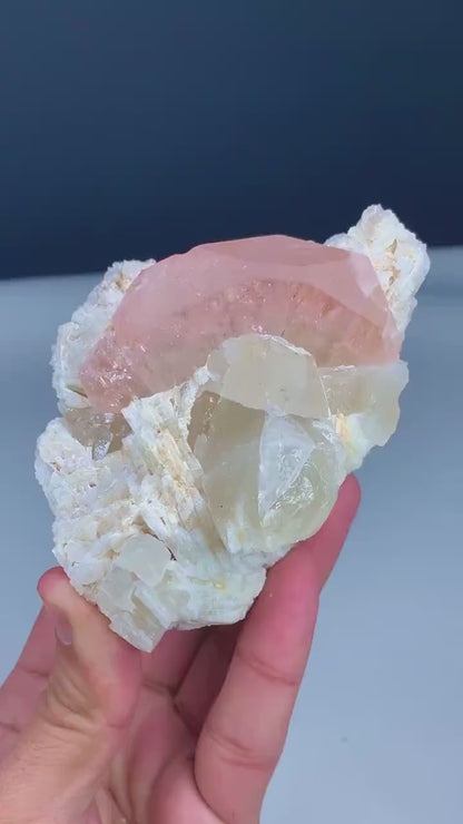 Exquisite Peach Pink Color Morganite with Quartz and Albite, Raw Mineral, Morganite Specimen from Dara-i-Pech Afghanistan - 424 gram