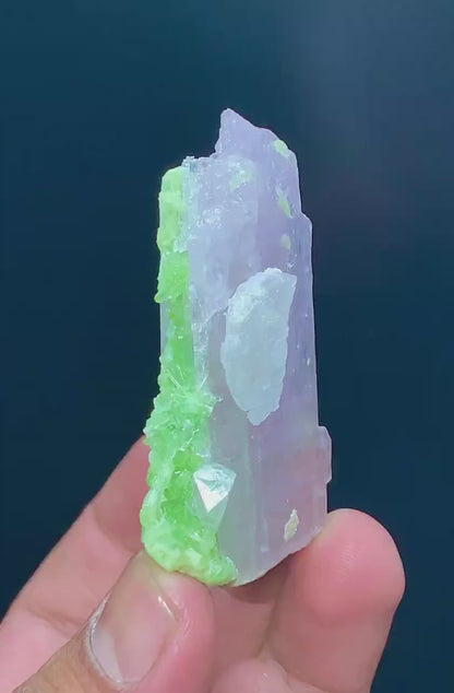 Natural Pink Kunzite With Green Tourmalines Cluster From Afghanistan - 57 gram