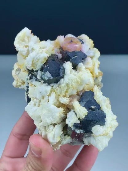 Pink Apatite Crystals with Tantalite, Schorl and Albite, Rare Specimen, Apatite Crystal, Mineral Specimen from Skardu Pakistan, 626 g