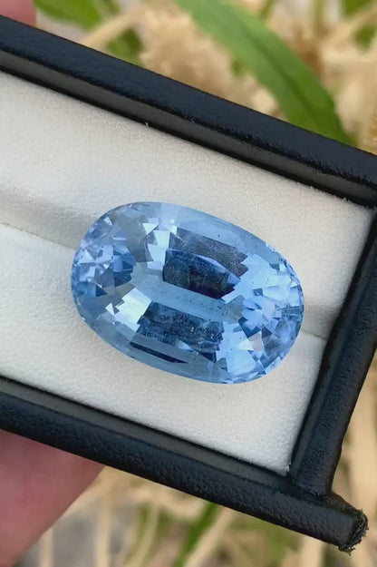 Sky Blue Aquamarine Loose Gemstone, Santa Maria Aquamarine Oval Shape, Excellent Faceted Brazilian Aquamarine Gemstone For Necklace, 37.5 CT