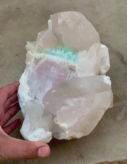 Bicolor Beryl, Etched AquaMorganite Crystal, Bicolor Morganite on Quartz from Pakistan - 6.8 kg