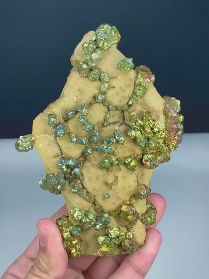 Natural Rainbow Color Pyrite on Limonite, Pyrite Specimen, Raw Mineral, Pyrite Cluster, Mineral Specimen - 603 gram