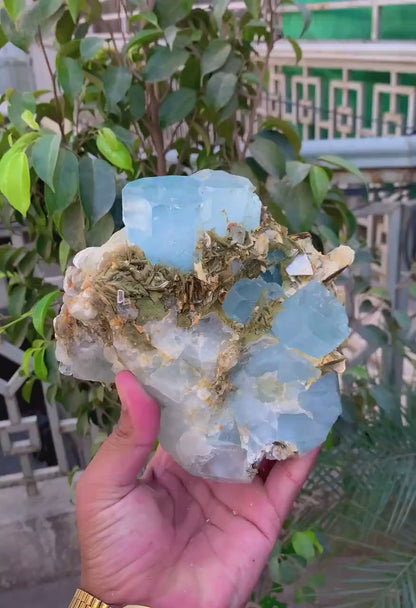 Natural Aquamarine Crystals with Muscovite Mica, Aquamarine Specimen, Aquamarine Cluster from Gilgit Pakistan, 2.6 kg