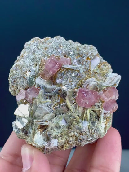 Natural Pink Color Apatite Crystals with Mica, Apatite Specimen, Raw Mineral, Apatite from Skardu Pakistan - 184 gram