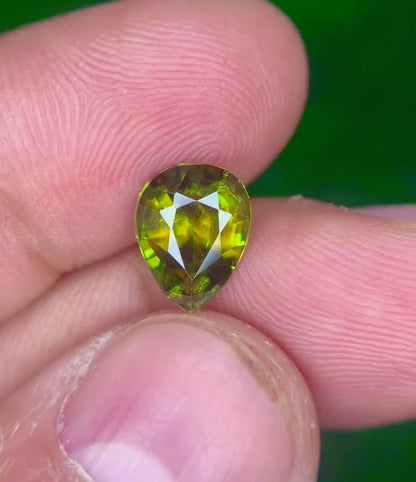 Pear Shape Titanite Green Sphene Gemstone, Fire Sphene, Loose Gemstone, Gemstone Jewelry - 1.60 CT