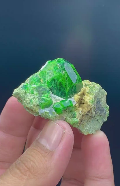 Lush Green Demantoid Garnet, Garnet Crystals, Garnet on Matrix, Garnet Stone, Raw Garnet, Demantoid Garnet Specimen - 70 gram