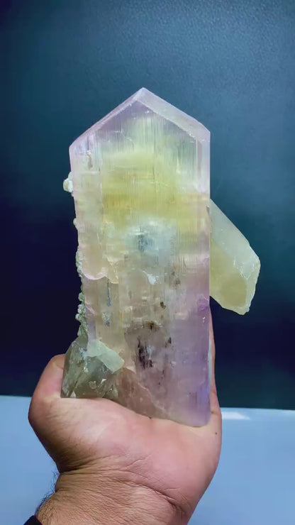 Bicolor Kunzite with Tourmaline , Quartz and Albite Mineral Specimen, Kunzite Stone, Kunzite Specimen From Afghanistan 1768 Gram