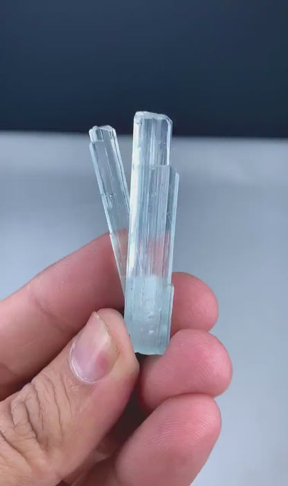 Transparent Sky Blue Color Twinned Aquamarine Crystals, Raw Mineral, Aquamarine from Shigar valley Skardu Pakistan - 46.15 CT