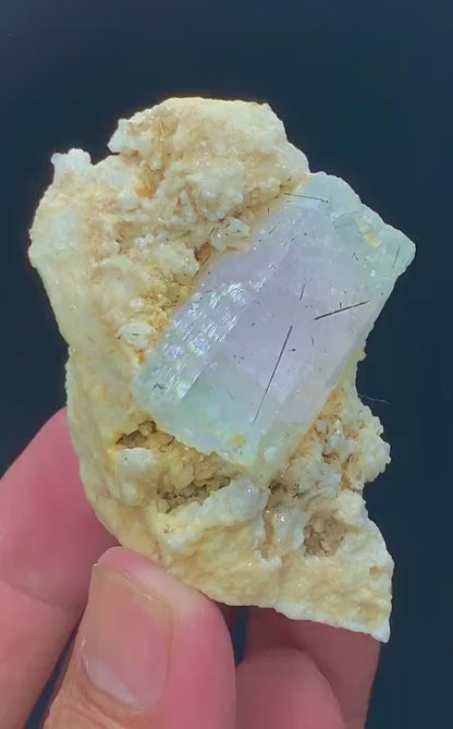 AquaMorganite, Morganite Var Aquamarine, AquaMorganite Crystal on Matrix, Mineral Specimen, AquaMorganite from Skardu Pakistan - 85 gram