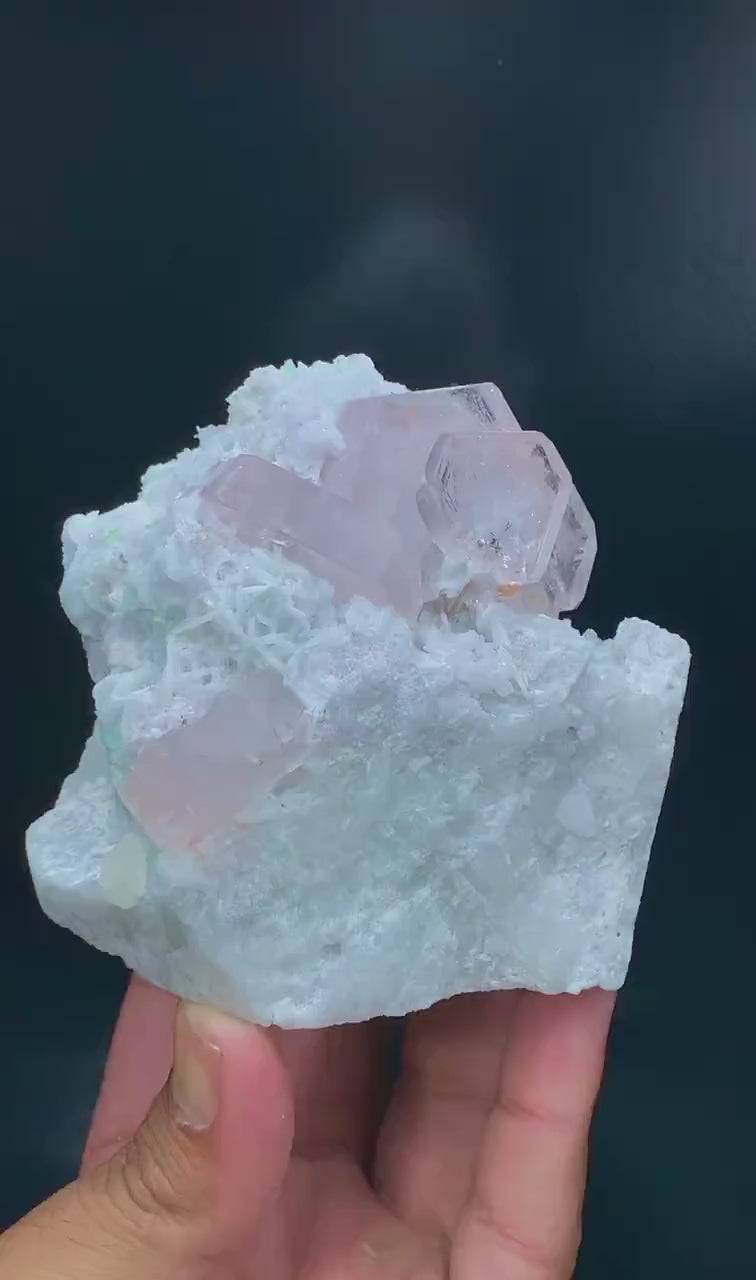 Natural Pink Color Morganite Crystals with Green Tourmalines and Cleavelandite Albite, Morganite Specimen from Afghanistan - 665 gram