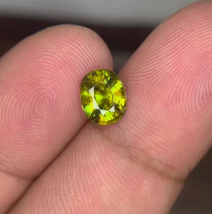 Full Fire Titanite Sphene Gemstone, Oval Cut Faceted Sphene Cut Stone, Sphene Gemstone for Ring, Loose Gemstones - 1.10 CT