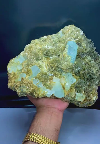 Aquamarine Specimen, Aquamarine Crystals with Muscovite Mica, Aquamarine Cluster, Aquamarine for sale, Aquamarine gemstone, 6.9kg