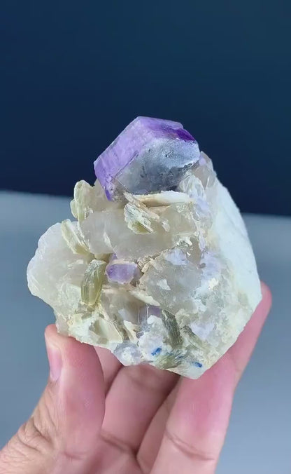 Natural Purple Color Apatite with Quartz and Mica, Apatite Specimen, Apatite Crystal, Raw Mineral, Crystal Specimen - 275 gram