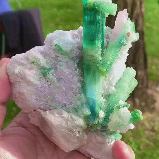 colorful tourmaline kunzite lepidolite display piece