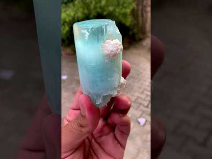 Aquamarine Crystal with Albite, Aquamarine Specimen from Pakistan, 233 gram
