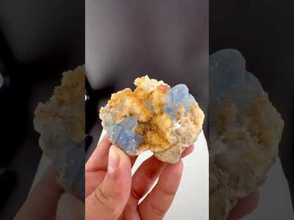 Blue Celetine Crystals with Yellow Calcite from Afghanistan - 170 Grams
